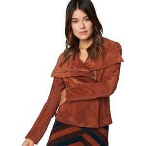 SL8 by Blank NYC Rust Brown Soft Faux Suede Zipper Moto Jacket